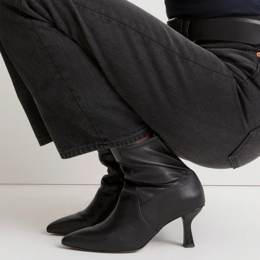 New! Madewell The Justine Ankle Boot in Black Leather